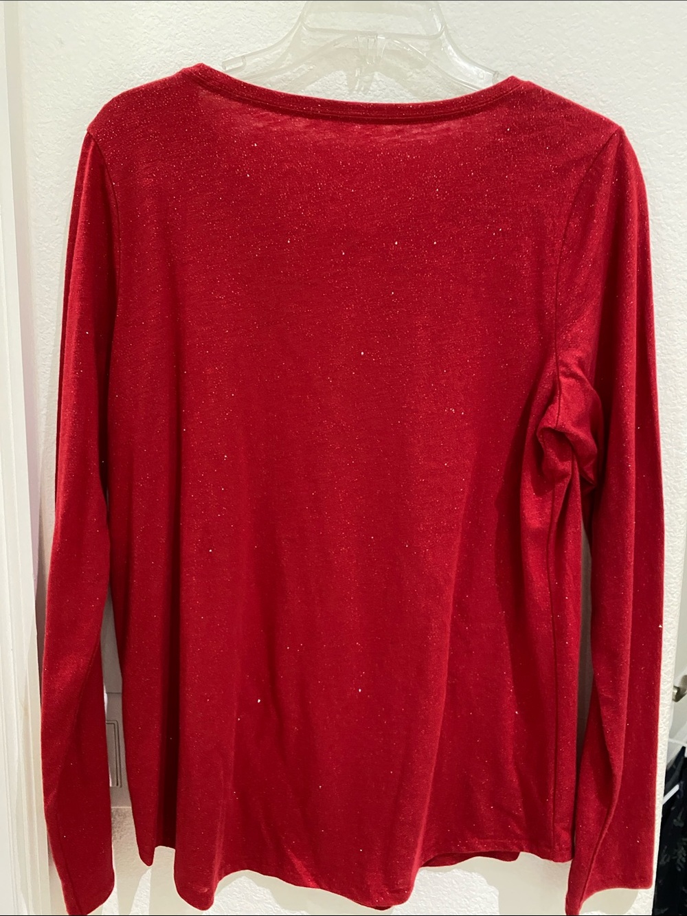 Sonoma Goods For Life Red Shimmer Long Sleeve Everyday Tee - Size M - Like New - Picture 3 of 3